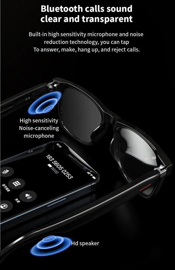 Bluetooth-Audio-Smart-Brille mit austauschbaren Rahmen